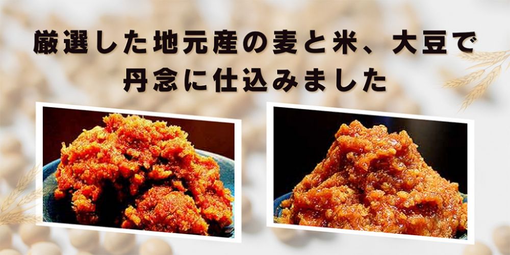 九州大分産　蔵づくり　長熟あわせ味噌、長熟麦味噌